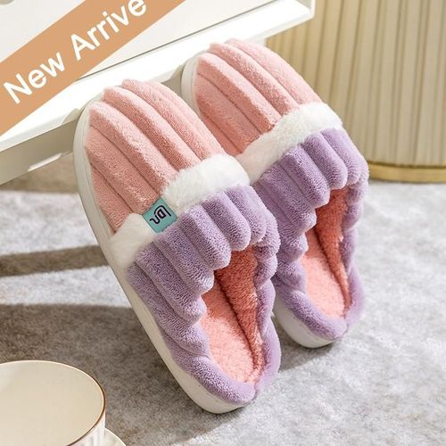 Chaussure Femme Pantoufles Hiver Chaudes D'hiver En Fausse Fourrure Pour Hommes Et Femmes, Diapositives En Peluche Pour Couple, Garçons Et Filles, Chaussures De Maison En Coton, Talon Plat, Chambre Coucher Intérieure