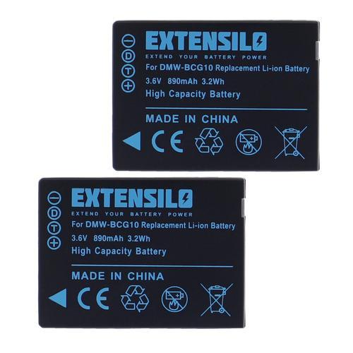 EXTENSILO 2x Batteries compatible avec Panasonic Lumix DMC-3D1, DMC-TZ10, DMC-TZ18, DMC-TZ20 appareil photo, reflex numérique (890mAh, 3,6V, Li-ion)
