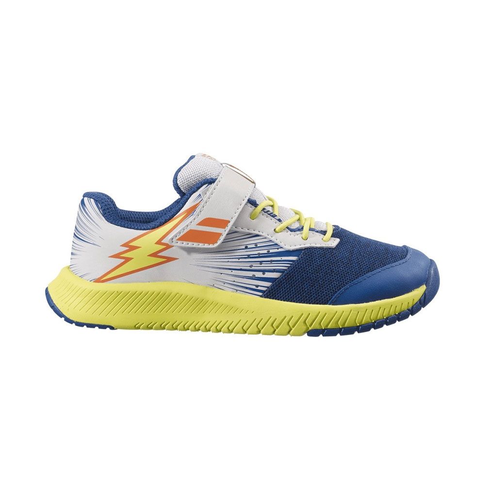 Chaussures: Babolat Pulsion All Court Blanc Bleu Enfant-Taille-28