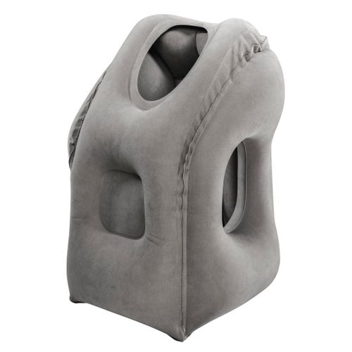 Coussin de voyage, gonflable, gris