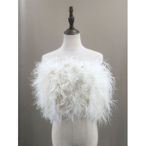 Haut Court En Plumes D'autruche Pour Femme,Haut Tubulaire Sans Bretelles En Fourrure,Banribfibrcamisole Sexy,Eleven Fuzz,Hauteur 30 Cm,2024