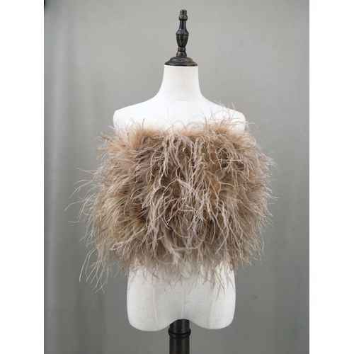 Haut Court En Plumes D'autruche Pour Femme,Haut Tubulaire Sans Bretelles En Fourrure,Banribfibrcamisole Sexy,Eleven Fuzz,Hauteur 30 Cm,2024