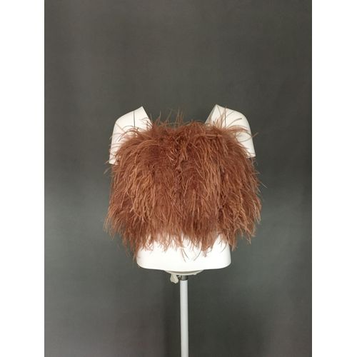 Haut Court En Plumes D'autruche Pour Femme,Haut Tubulaire Sans Bretelles En Fourrure,Banribfibrcamisole Sexy,Eleven Fuzz,Hauteur 30 Cm,2024