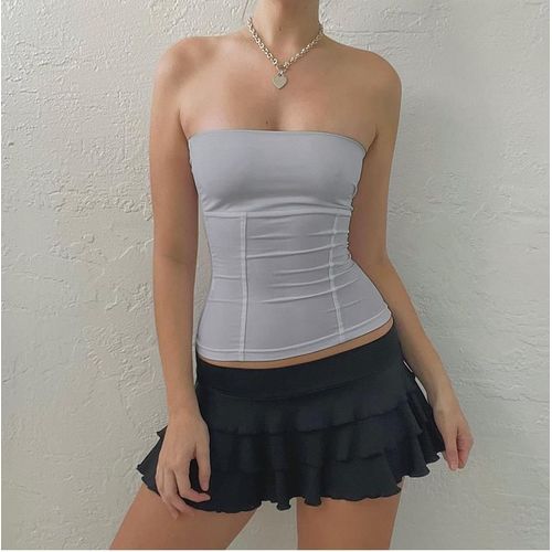 Corset Bustier Sans Bretelles Pour Femme,Haut Bustier Sexy,Coupe Couvertes,Blanc Cassé,Débardeurs Initiés,Vêtements D'été