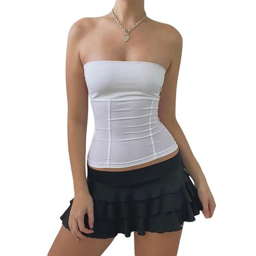Corset Bustier Sans Bretelles Pour Femme,Haut Bustier Sexy,Coupe Couvertes,Blanc Cassé,Débardeurs Initiés,Vêtements D'été