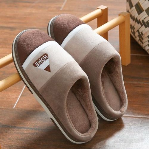 Chaussures D'intérieur Imperméables Pour Hommes Et Femmes, Pantoufles D'hiver Pour La Maison, En Faux Cuir, Peluche Chaude, Antidérapantes