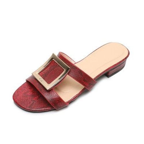 Chaussures Plates Boucles Pour Femmes, Pantoufles Bout Ouvert Imprimées Serpent,légantes