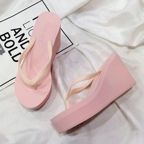 Claquettes De Plage Talons Hauts Etpais Pour Femmes, Chaussures , Mode, Sandales Plateforme Décontractées, Couleur Unie