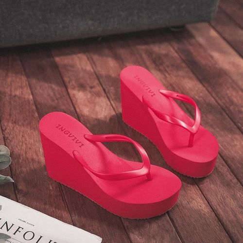 Claquettes De Plage Talons Hauts Etpais Pour Femmes, Chaussures , Mode, Sandales Plateforme Décontractées, Couleur Unie