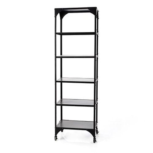 Bibliothèque 5 Niveaux 61x41x195 Cm En Métal Noir