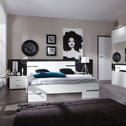 Lit 2 Personnes 160x200 Cm Avec 2 Chevets Blanc - Karin