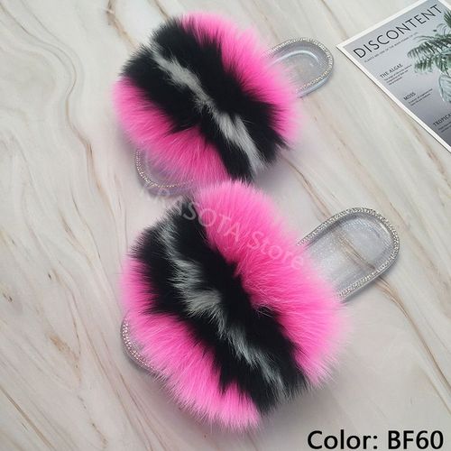 Claquettes En Fourrure Pour Femmes, Pantoufles Duveteuses Avec Fourrure, Sandales Transparentes, Tongs D'été