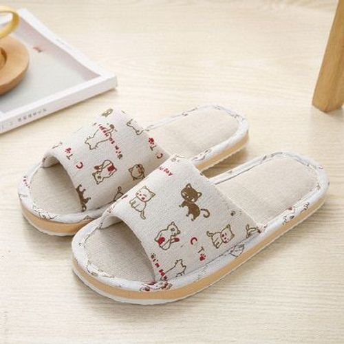 Claquettes En Lin Pour Femmes, Pantoufles De Printemps Décontractées, Antidérapantes, Semelle En Mousse, Famille, Couple, Hommes Et Femmes
