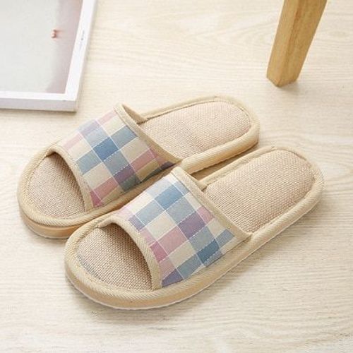 Claquettes En Lin Pour Femmes, Pantoufles De Printemps Décontractées, Antidérapantes, Semelle En Mousse, Famille, Couple, Hommes Et Femmes