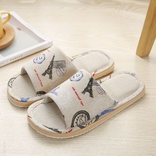 Claquettes En Lin Pour Femmes, Pantoufles De Printemps Décontractées, Antidérapantes, Semelle En Mousse, Famille, Couple, Hommes Et Femmes