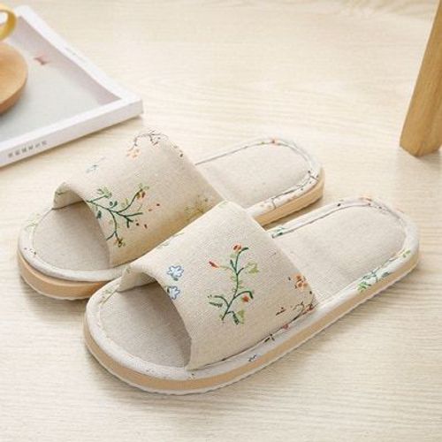Claquettes En Lin Pour Femmes, Pantoufles De Printemps Décontractées, Antidérapantes, Semelle En Mousse, Famille, Couple, Hommes Et Femmes