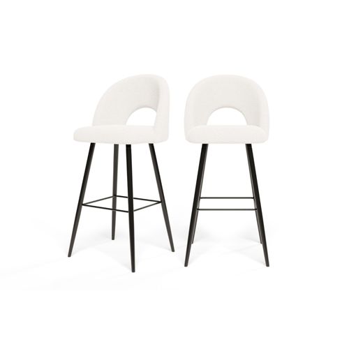 Lot De 2 Tabourets De Bar En Tissu Blanc Piètement Noir
