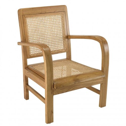Fauteuil 61x63x80,5 Cm En Bois De Mindi Et Rotin