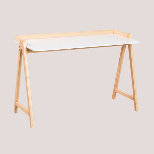 Bureau En Bois Kailo Style Blanc Cassé - Bois Naturel