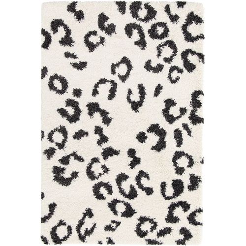Tapis De Salon À Poils Longs - Wild Animal - Noir Et Blanc Cassé Decoweb.Com - 120 X 170 Cm