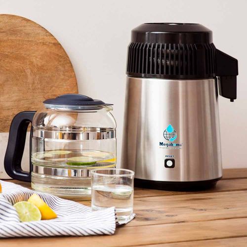 Distillateur D¿Eau Megahome En Inox, Avec Bec Verseur En Porcelaine Et Carafe En Verre