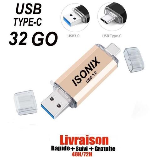 Clé USB 32 GO Type C OTG USB Flash Drive pour appareils Android/PC OR