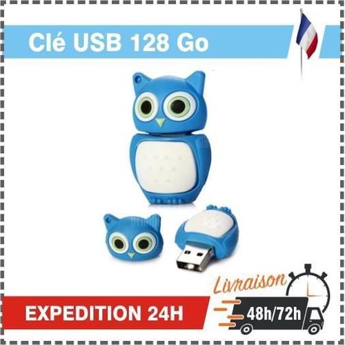 Clé USB 128 Go Flash Drive USB 128 GB 100 % Réel 2.0 Bon Pour cadeaux Multi Owl Type (Bleue)