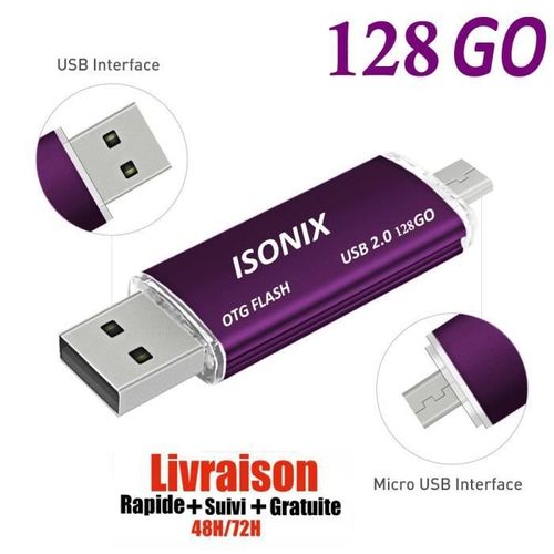 Clé USB 128 GO 2 en 1 Micro Usb Drive Pour Android Smartphones Tablette PCs 100 % Réel 2.0