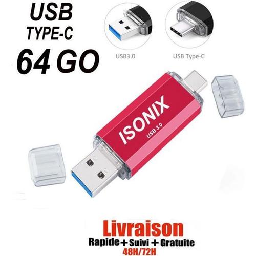 Clé USB 64 GO Type C OTG USB Flash Drive pour appareils Android/PC ROUGE