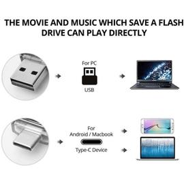 Lot de 2 Clé USB C 64Go USB 2.0 OTG 3 en 1 Type C USB Micro USB Clef  Mémoire Stick 64Gb Flash Drive U Disque pour PC Tablette Android  Smartphone（ Bleu Noir）