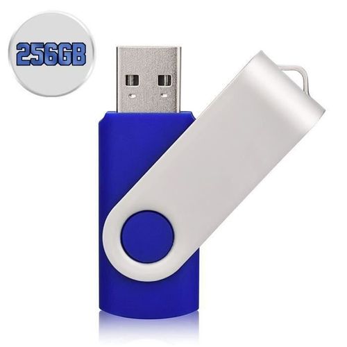 256GO Clé USB 2.0 Rotatif U Disk Haute Vitesse Mémoire Stick BLEU