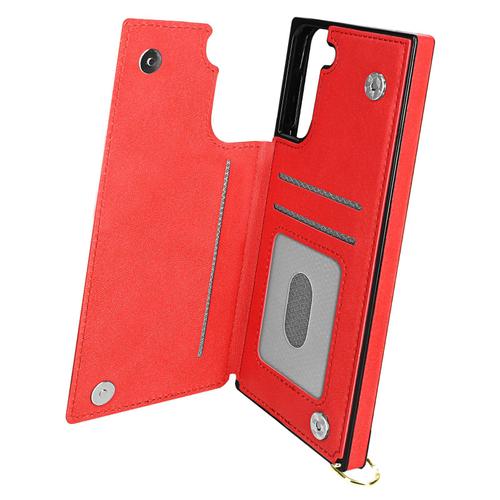 Coque Cordon Samsung Galaxy S21 Multifonction Avec Lanière Rouge