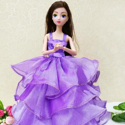 26cm Accessoires De Poupée À La Main Mode Violet Bretelles Robe De Soirée Robe De Mariée Vêtements Pour Poupée Fille Cadeaux D'anniversaire Cadeau De Noël