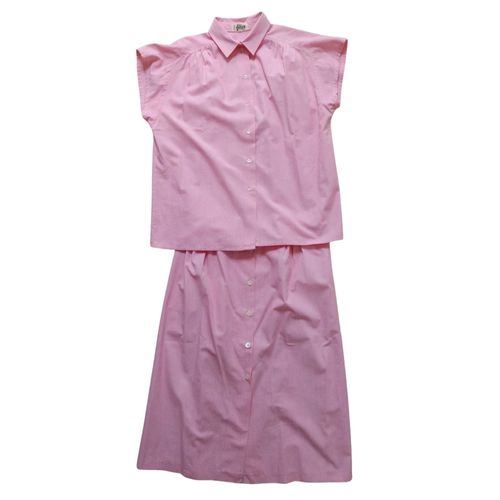 Ensemble Chemise Et Jupe Rose. Tenue. Tailleur. Blues. Coton. Taille 42