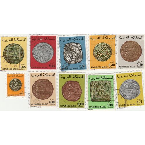 10 Timbres Oblitérés Du Maroc - Monnaies Anciennes