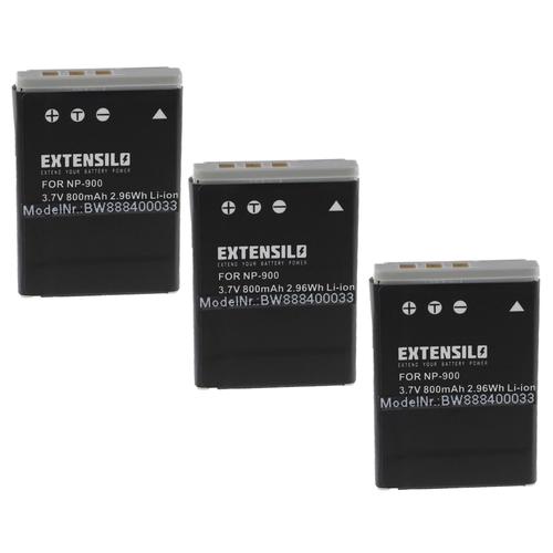 EXTENSILO 3x Batteries compatible avec Premier DM6331 appareil photo, reflex numérique (800mAh, 3,7V, Li-ion)