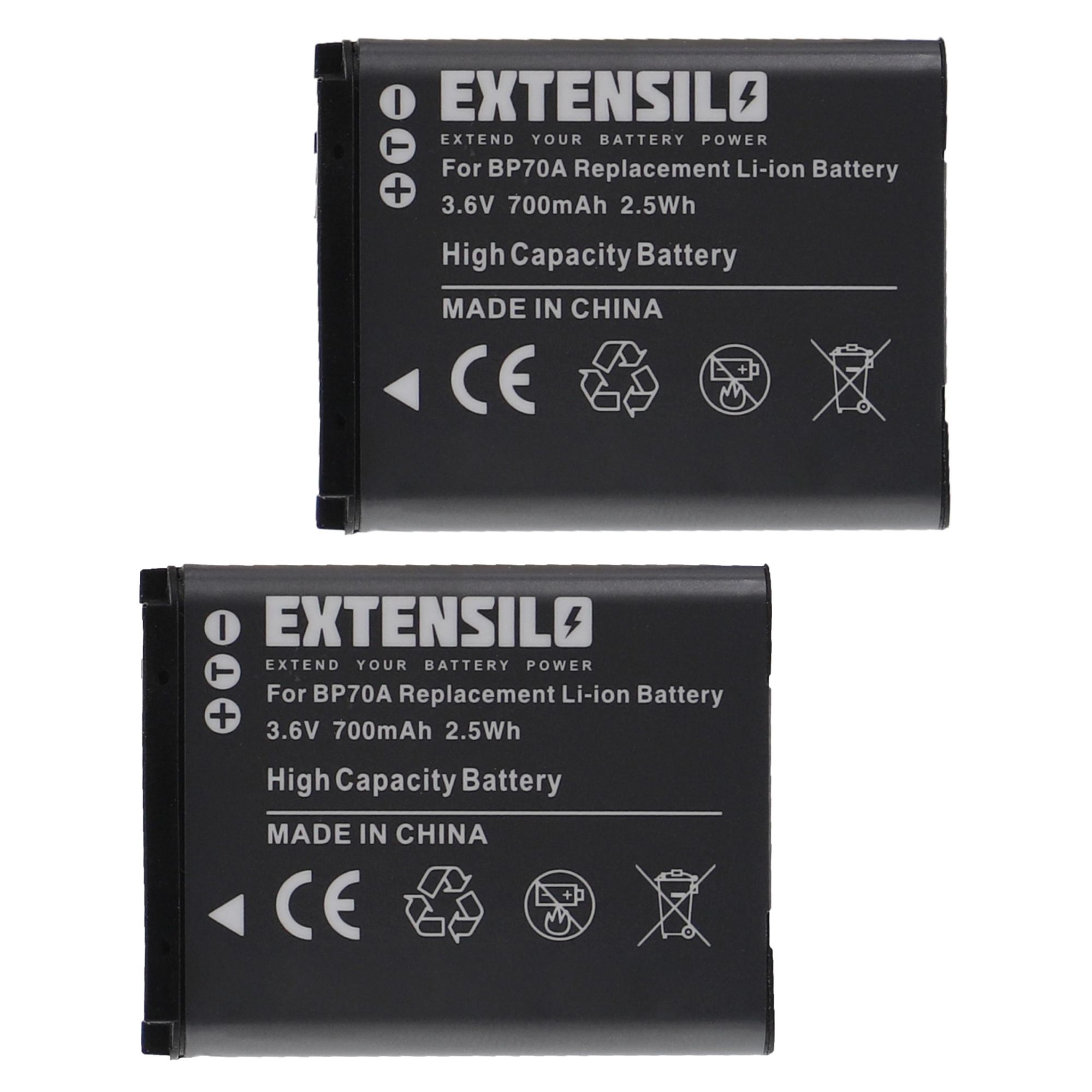 EXTENSILO 2x Batteries compatible avec Samsung PL20, PL80, PL100, PL120, PL170, PL171, PL200 appareil photo, reflex numérique (700mAh, 3,6V, Li-ion)