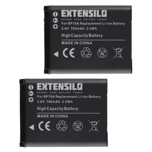 EXTENSILO 2x Batteries compatible avec Samsung ST78, ST79, ST80, ST88, ST90, ST93, ST89 appareil photo, reflex numérique (700mAh, 3,6V, Li-ion)