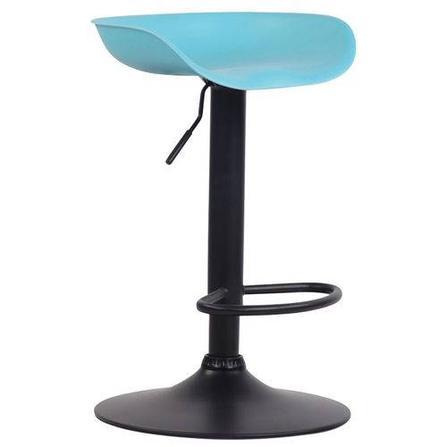 Tabouret De Bar Assise Réglable En Hauteur Et Pivotant En Plastique Bleu Pieds Tulipe En Métal Noir Mat Avec Repose-Pieds Tdb10249