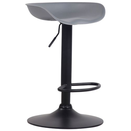 Tabouret De Bar Assise Réglable En Hauteur Et Pivotant En Plastique Gris Pieds Tulipe En Métal Noir Mat Avec Repose-Pieds 10_0000385