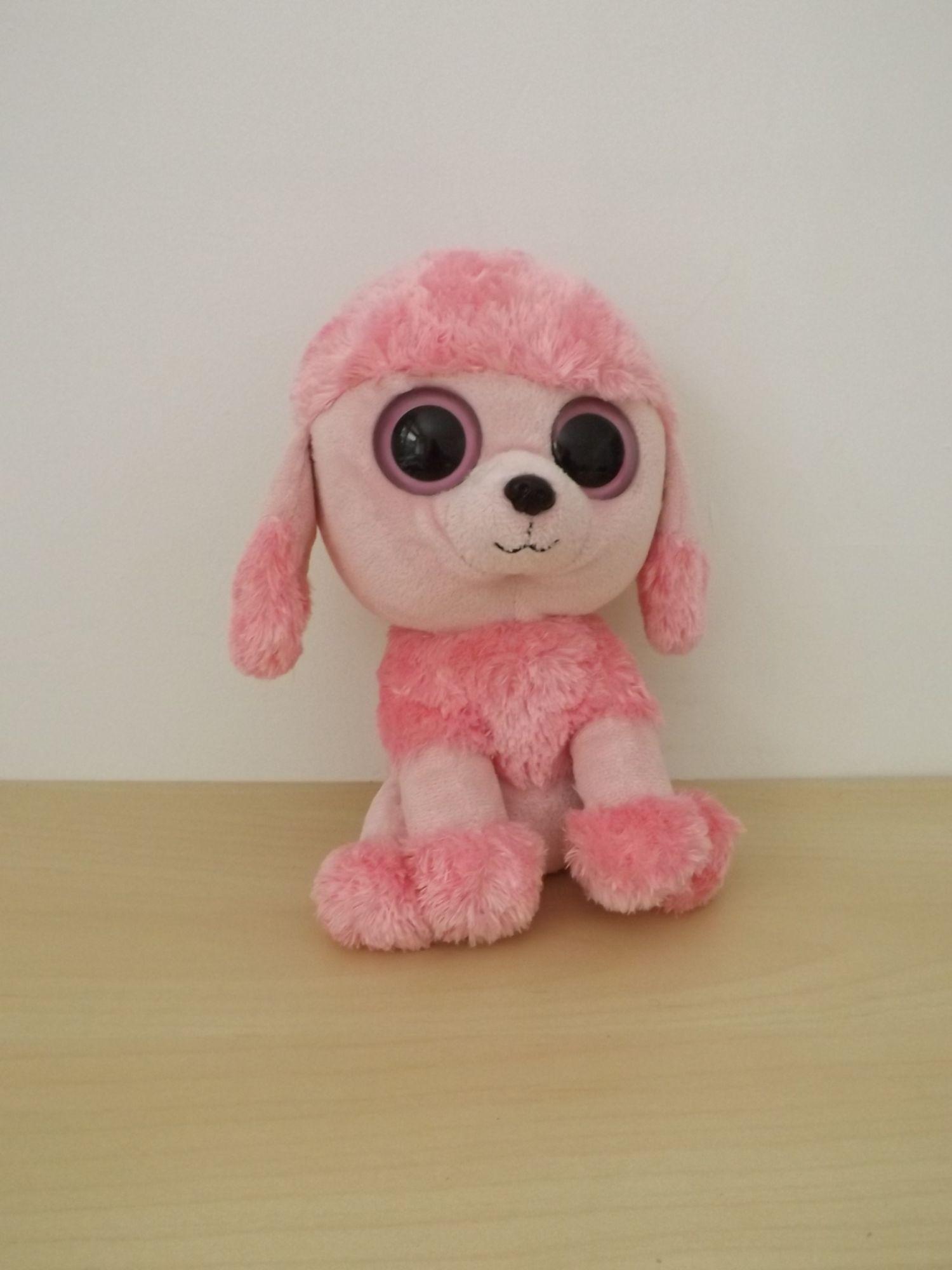 doudou peluche chien caniche rose ty doudou Rakuten