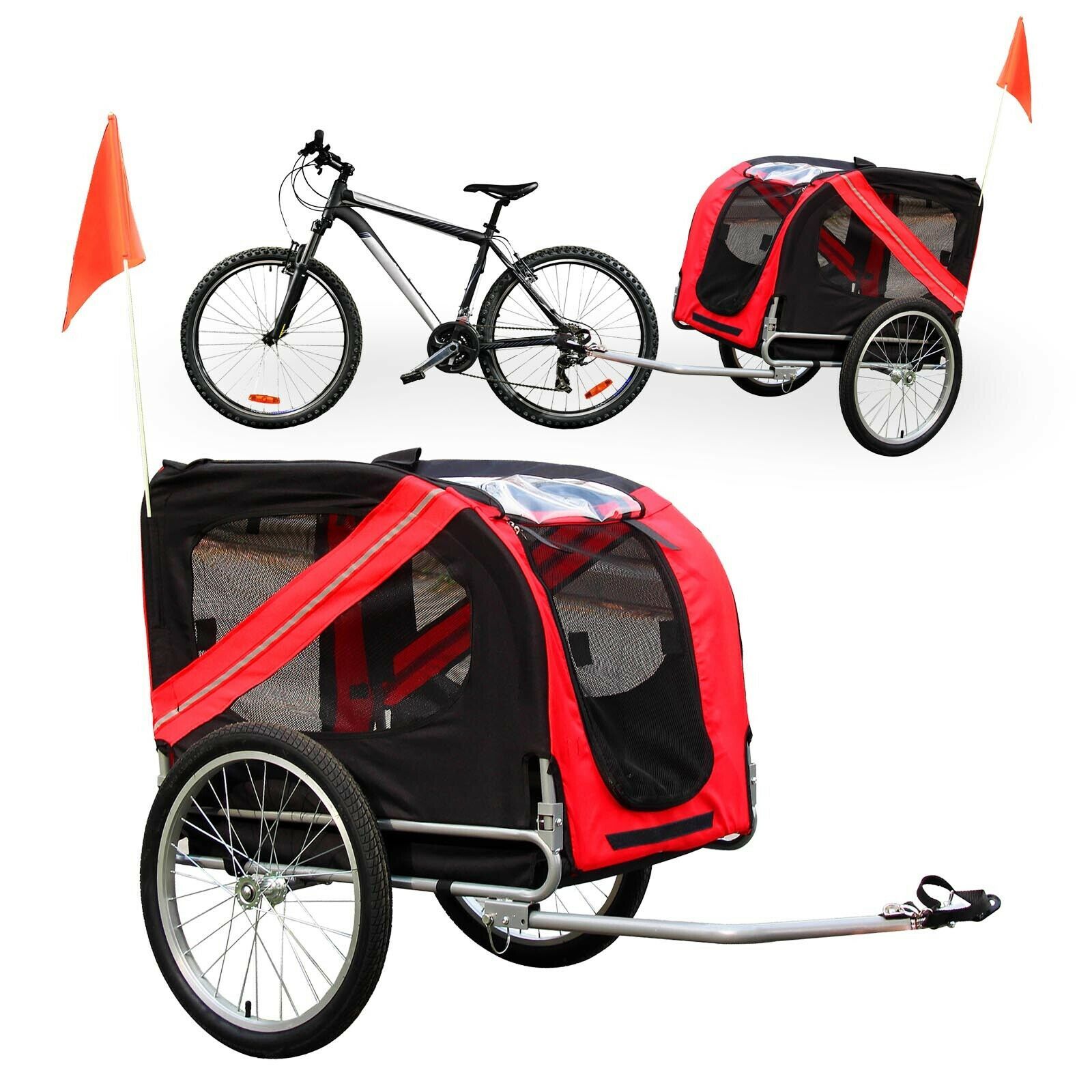 Remorque De Vélo Pour Chien Poussette Attelage Chariot Transport Po...