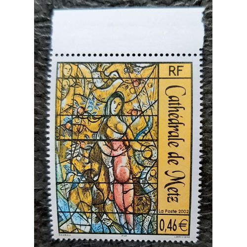 Timbre N°3498- Cathédrale De Metz- Vitraux- 2002