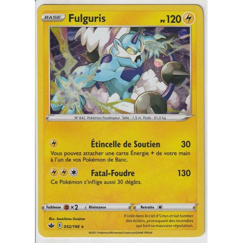 Carte Pokemon - Fulguris - 120 Pv - 052/198 - Holo-Rare - Promo - Épée Et Bouclier6 - Règne De Glace -