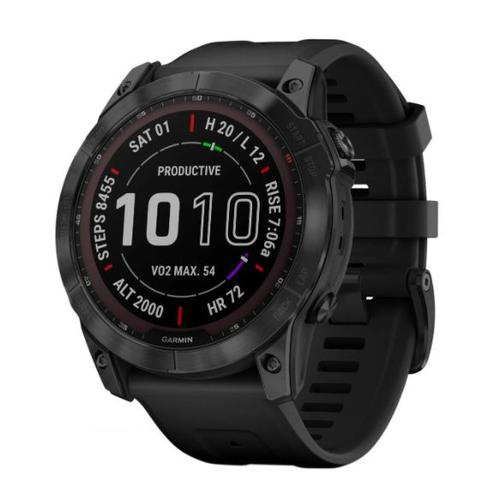 Garmin Fenix 7x Sapphire Solar - 51 Mm - Noir Titane Dlc - Montre De Sport Avec Bracelet - Silicone - Noir - Taille Du Poignet : 127-210 Mm - Affichage 1.4" - 32 Go - Bluetooth, Wi-Fi, Ant+ - 89...