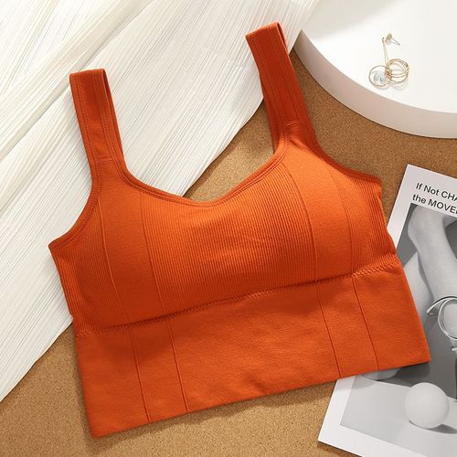 Haut Court Sans Couture Pour Femme,Sous-Vêtement Sans Fil,Caraco En Forme De U,Bretelles Larges,Rayé,Bralette Solide,Lingerie,Tube Une Pièce,Y-Piece