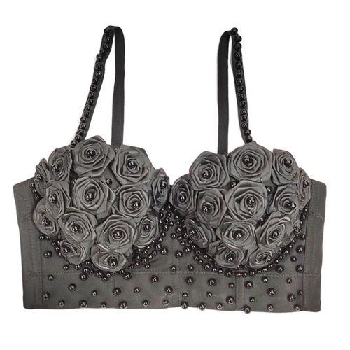 Soutien-Gorge Bustier Perlé Avec Perles Florales Roses 3d Pour Femmes,Corset À Bretelles Spaghetti,Bralette 449b