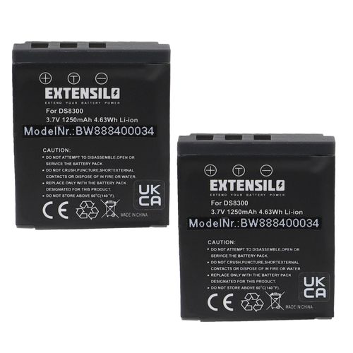 EXTENSILO 2x Batteries compatible avec Avant S8, S10, S10x6, S8x6 appareil photo (1250mAh, 3,7V, Li-ion)