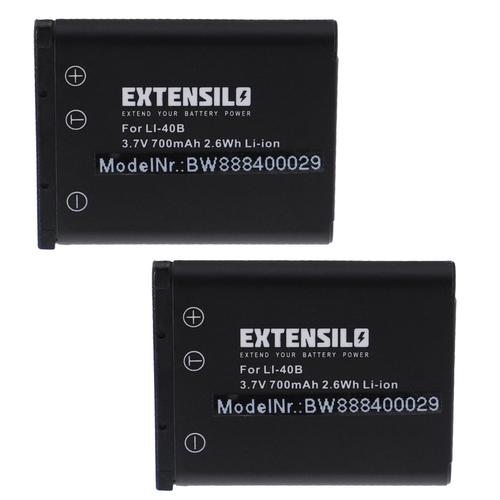 EXTENSILO 2x Batteries compatible avec Rollei Flexline 100 in Touch, 140, 200, 202, 250 appareil photo, reflex numérique (700mAh, 3,7V, Li-ion)