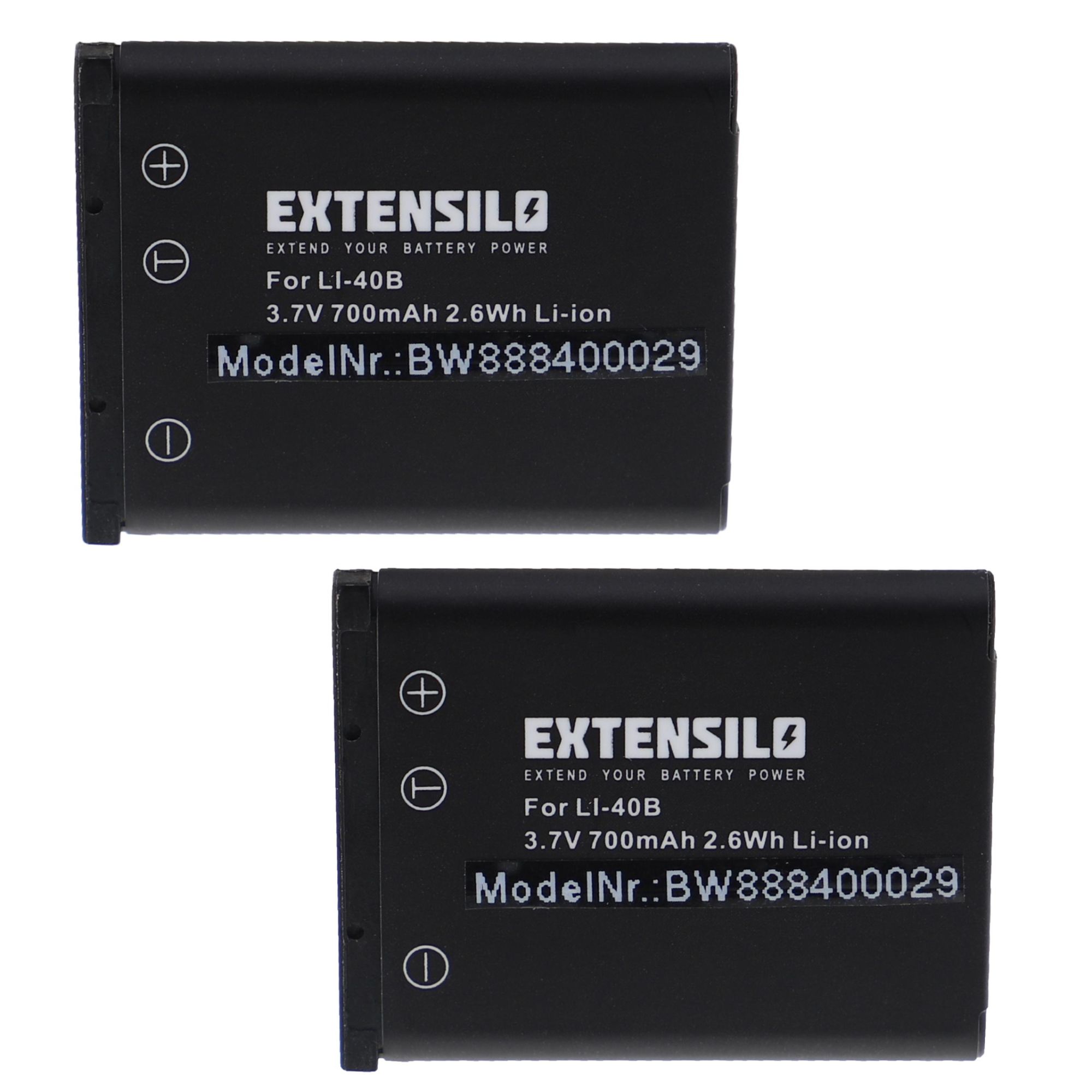 EXTENSILO 2x Batteries compatible avec Rollei Compactline 312, 102, 103, 122, 202, 320, 350 appareil photo, reflex numérique (700mAh, 3,7V, Li-ion)